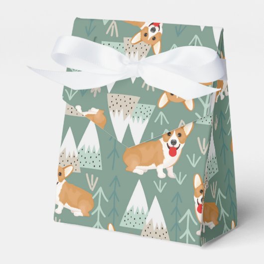 山の森のパターンのコーギー フェイバーボックス (正面サイド)