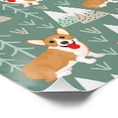 山の森のパターンのコーギー ポスター (コーナー)