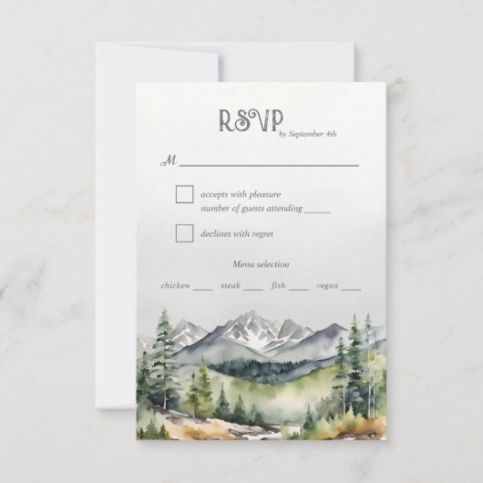 山の森の冒険が素朴始結婚まる 出欠カード (正面)