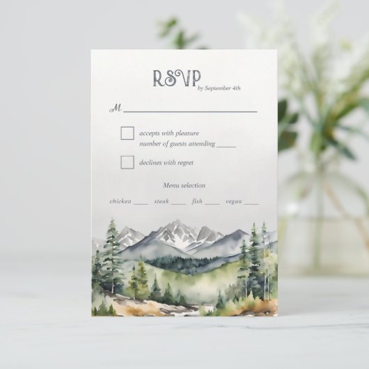 山の森の冒険が素朴始結婚まる 出欠カード (スタンド正面)