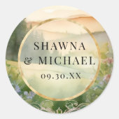 山の森の幻想的なウェディング ラウンドシール (正面)