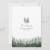 山の森の松の結婚式 招待状 (裏面)
