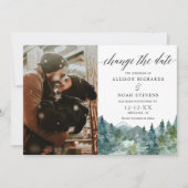 山の森の素朴日付の写真を変更 招待状 (正面)