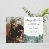 山の森の素朴日付の写真を変更 招待状 (スタンド正面)