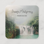 山の森の美しい滝 スクエア名刺 (正面)