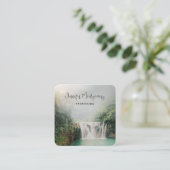 山の森の美しい滝 スクエア名刺 (スタンド正面)