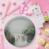 山の森の美しい滝 ペーパープレート (パーティー)