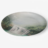 山の森の美しい滝 ペーパープレート (アングル)