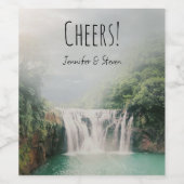 山の森の美しい滝 ワインラベル (シングルラベル)