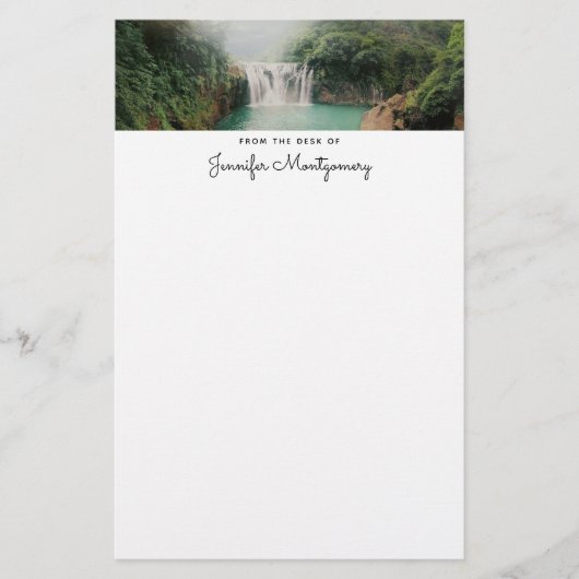 山の森の美しい滝 便箋 (正面)