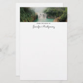 山の森の美しい滝 便箋 (正面/裏面)