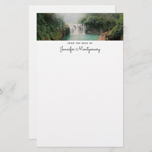 山の森の美しい滝 便箋 (正面/裏面)