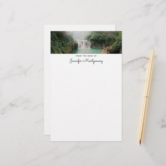 山の森の美しい滝 便箋 (正面/裏面インサイチュ)