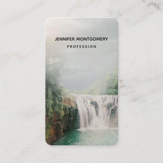 山の森の美しい滝 名刺 (正面)