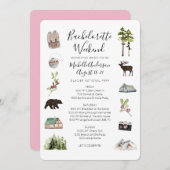 山の森の花嫁の週末の予定 招待状 (正面/裏面)