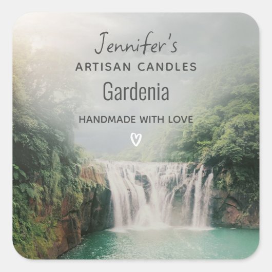 山の森キャンドルビズの素敵な滝 スクエアシール (正面)