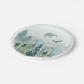 山の森林霧の常緑樹の月のタカ ペーパープレート (アングル)