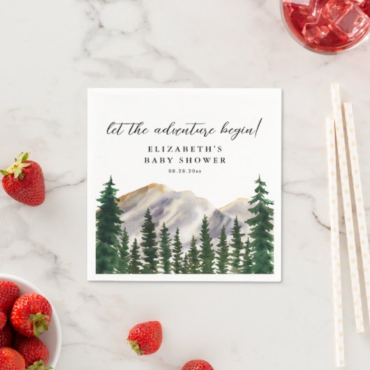 山の水の色の森の赤ちゃんシャワー スタンダードカクテルナプキン (インサイチュ)