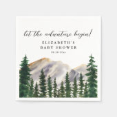 山の水の色の森の赤ちゃんシャワー スタンダードカクテルナプキン (正面)