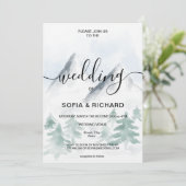 山の水の色の素朴ツリーの宛先の招待 招待状 (スタンド正面)