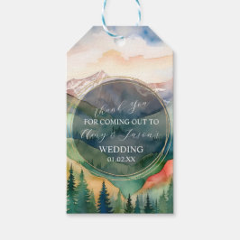 山の水の色の風景の目的地の結婚式 ギフトタグ
