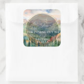 山の水の色の風景の目的地の結婚式 スクエアシール (バッグ)