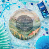 山の水の色の風景の目的地の結婚式 ペーパープレート (パーティー)