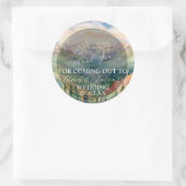 山の水の色の風景の目的地の結婚式 ラウンドシール (バッグ)