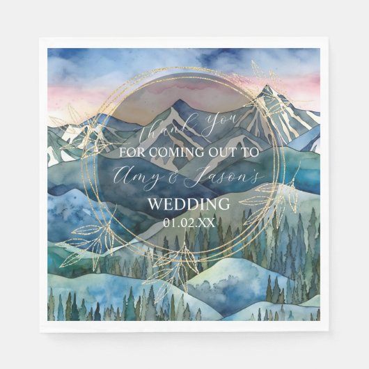 山の水の色の風景の目的地の結婚式B スタンダードランチョンナプキン (正面)