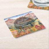 山の水の色の風景の目的地の結婚式C スクエアペーパーコースター (アングル)