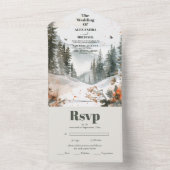 山の水の色をエレガントテーマに結婚した オールインワン招待状 (内側)