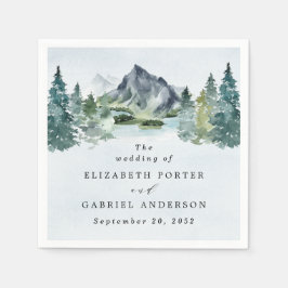 山の水の色をエレガントテーマに結婚した スタンダードカクテルナプキン