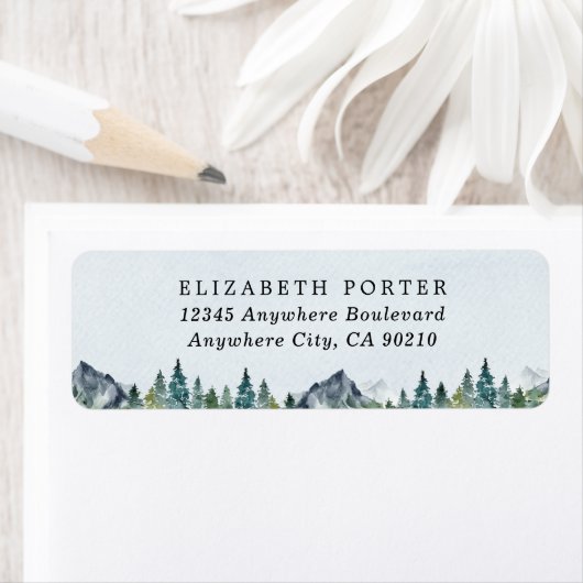 山の水の色をエレガントテーマに結婚した ラベル (インサイチュ)