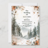 山の水の色をエレガントテーマに結婚した 招待状 (正面)