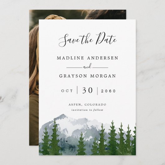 山の水の色パイン救ト写真 案内状 (正面/裏面)