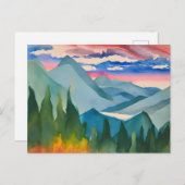 山の水の色絵画のセレニティ ポストカード (正面/裏面)