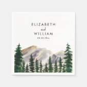 山の水彩林結婚の スタンダードカクテルナプキン (正面)
