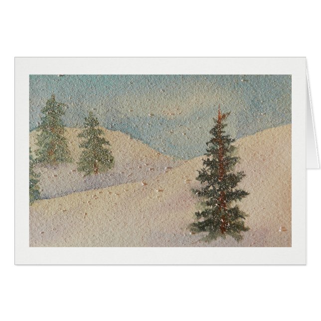 山の水彩雪のシーン (正面横)