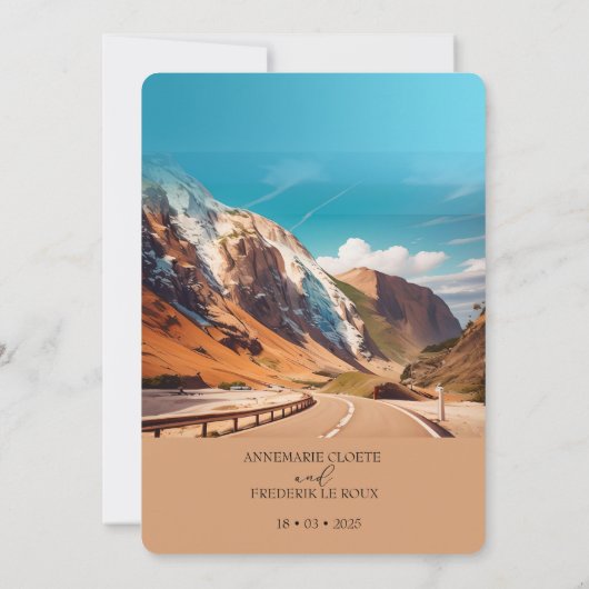 山の水色エバーグリーン素朴結婚ズ 招待状 (裏面)