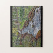山の流れのアクリルの絵画のパズル ジグソーパズル (縦)