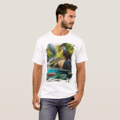 山の渓流に佇む鷲の自然野生Tシャツ Tシャツ (正面フル)