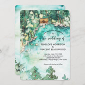 山の湖でのウェディング・ウォーターカラー招待状 招待状 (正面/裏面)