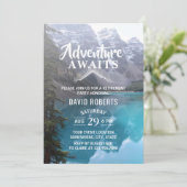山の湖での冒険が待っている 退職パーティー 招待状 (スタンド正面)