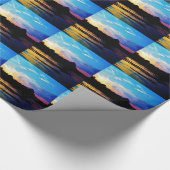 山の湖に映る虹の夕焼け ラッピングペーパー (角)