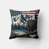 山の湖に止まったハゲのワシ クッション (裏面)