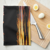 山の湖に虹の夕日 キッチンタオル (四つ折り)