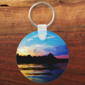 山の湖に虹の夕日 キーホルダー (正面)