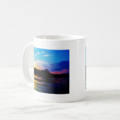 山の湖に虹の夕日 コーヒーマグカップ (正面左)