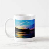 山の湖に虹の夕日 コーヒーマグカップ (左)