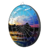 山の湖に虹の夕日 ダーツボード (正面右)